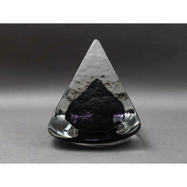 Mid 20th Century Andrew Shea 1993 Signed Amethyst Large Art Glass Pyramid Sculpture 7" For Sale - Image 5 of 10