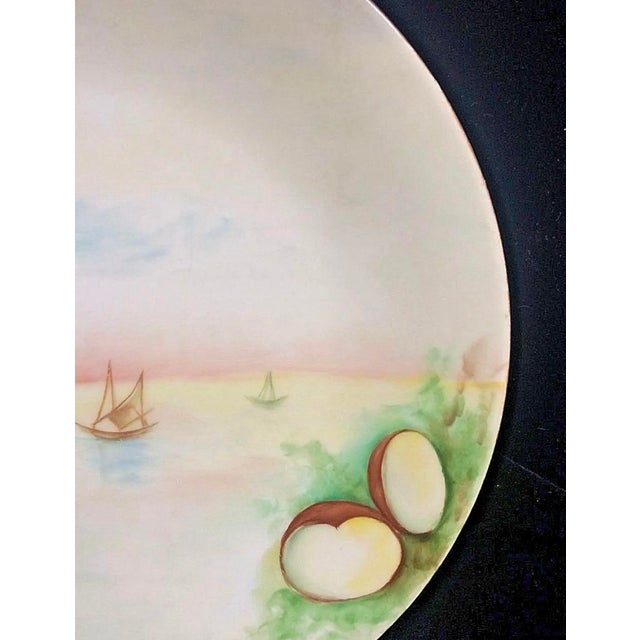 Limoges, France Antique Hand Painted Limoges Oysters and Sailboat Cabinet Plate For Sale - Image 4 of 6