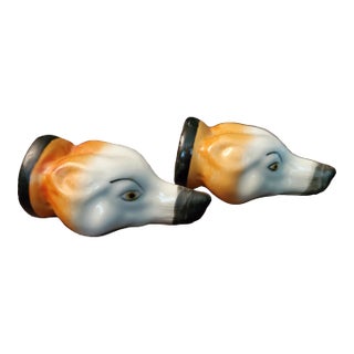 Exquisite Early 20th Century Fox Head Stirrup Cups, Pair For Sale