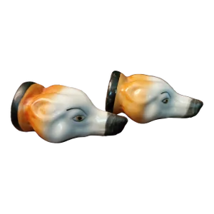 Exquisite Early 20th Century Fox Head Stirrup Cups, Pair