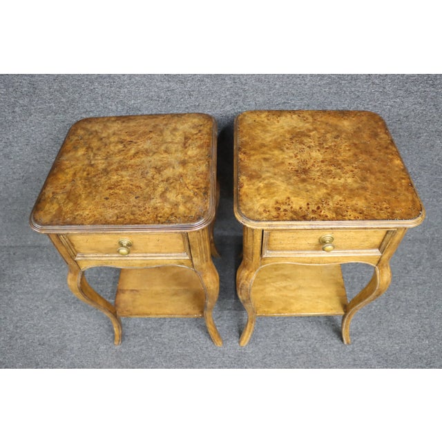 Stanley Furniture Stanley Furniture Cherry & Burlwood Top Nightstands/Pair For Sale - Image 4 of 11