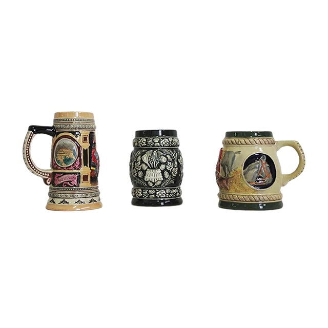 Porcelain Beer Mugs, 1980s, Set of 3 For Sale