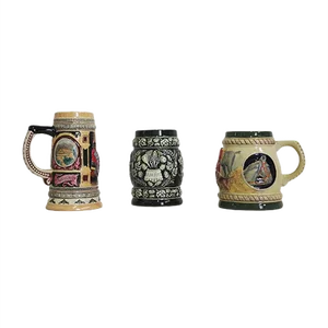 Porcelain Beer Mugs, 1980s, Set of 3