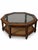 Vintage Hexagonal Wood, Smoked Glass and Cane Coffee Table For Sale - Image 4 of 10