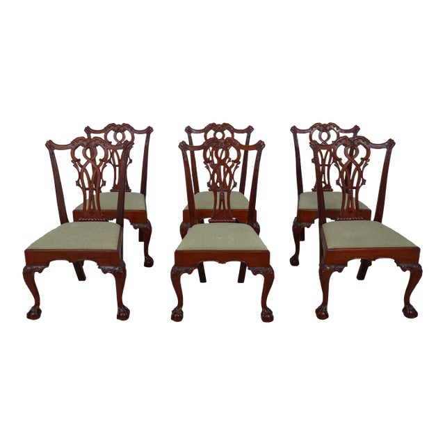 Set of 6 Feinberg Carved Mahogany Chippendale Dining Room Chairs Chairish
