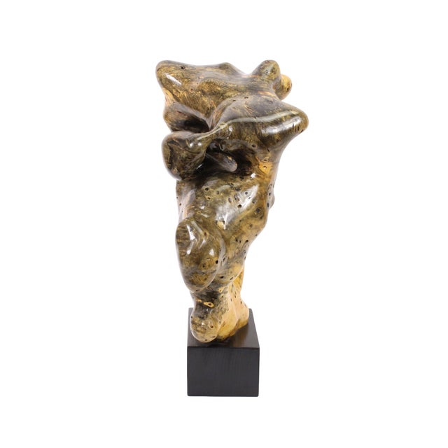 Abstract Vintage Modernist Biomorphic Burl Wood Hand Carved Sculpture by Brian Sykes For Sale - Image 3 of 9