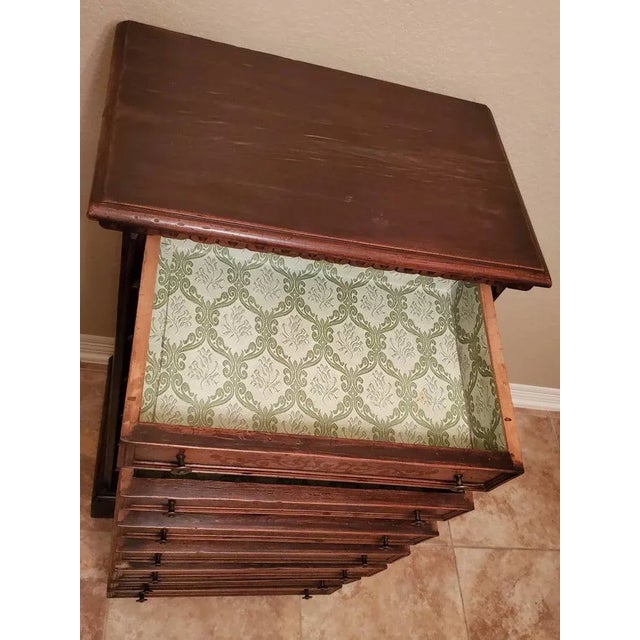 Italian Walnut Marquetry Inlaid Men's Semainier Tall Chest of Drawers For Sale - Image 9 of 11