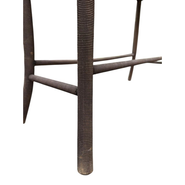 Antique Woven Hemp Plant Stand Wood Turned Spindle Legs For Sale - Image 6 of 11