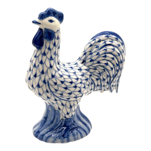 Vintage Fishnet Design Ceramic Porcelain Rooster by Andrea Sadek