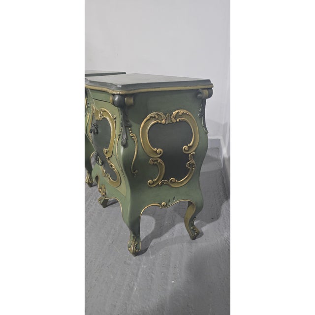 Paint French Painted Bedside Chests of Drawers, 1920s, Set of 2 For Sale - Image 7 of 9