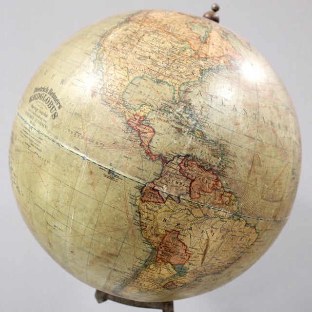 Early 20th Century Terrestrial Globe with World Map and Compass from Dietrich Reimers, Berlin, 1912 For Sale - Image 5 of 15