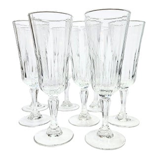 Fluted French Champagne Flutes- Set of Eight For Sale