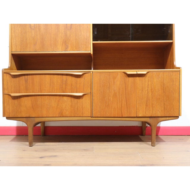 Brown Mid Century Modern Vintage Teak Highboard Credenza Sideboard by S Form Danish Style For Sale - Image 8 of 15