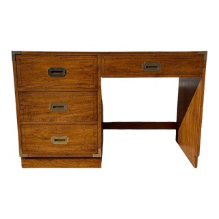 Vintage Burled Maple Campaign Desk For Sale