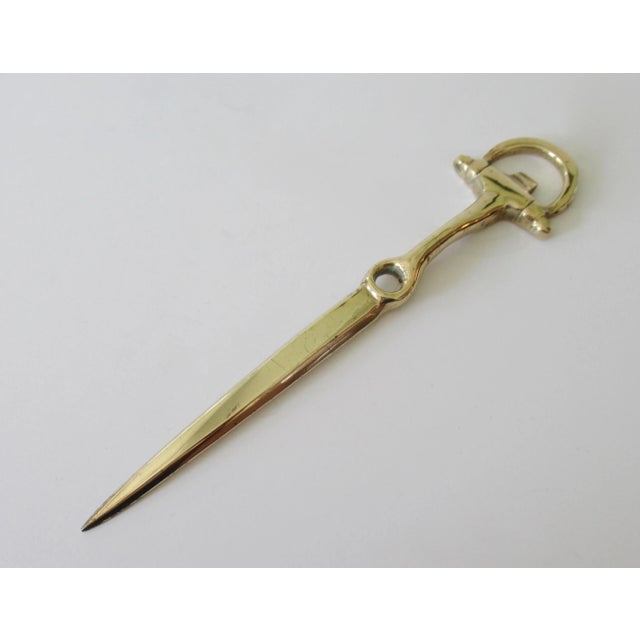 Vintage Mid-Century Equestrian Style Horse-Shoe Shaped Brass Letter Opener For Sale - Image 9 of 9