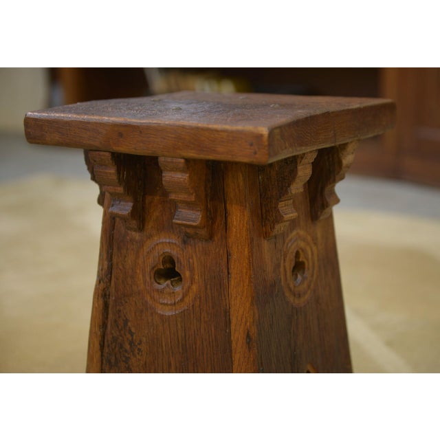 1950s Early 20th Century Brutalist Oak Stool, 1950s For Sale - Image 5 of 9