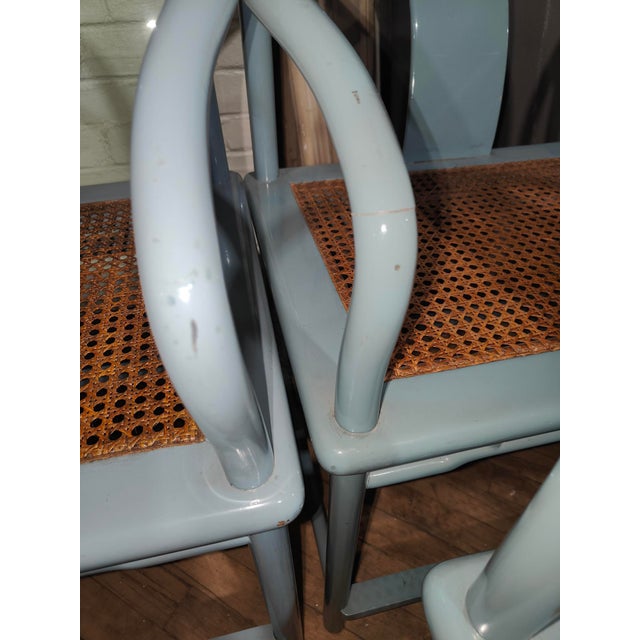 A Set of 12 Lacquered, Rounded-Back Armchairs With Cane Seats, C. 1970. For Sale - Image 9 of 11