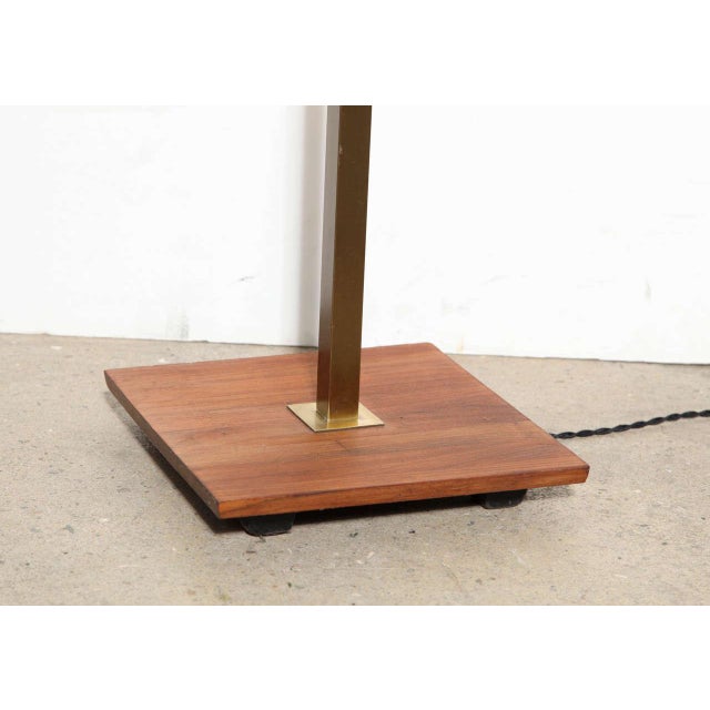 Nessen Studios Brass & Walnut Floor Lamp With Milk Glass Liner Shade, 1950's For Sale - Image 10 of 13