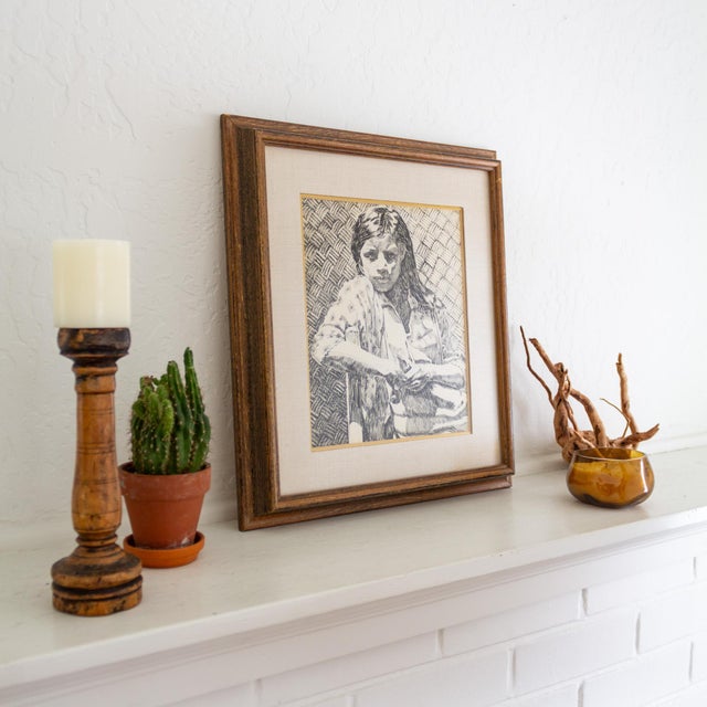 Drawing/Sketching Materials Early 20th Century Pen and Ink Portrait by Texas Artist Weldon Amerine For Sale - Image 7 of 12