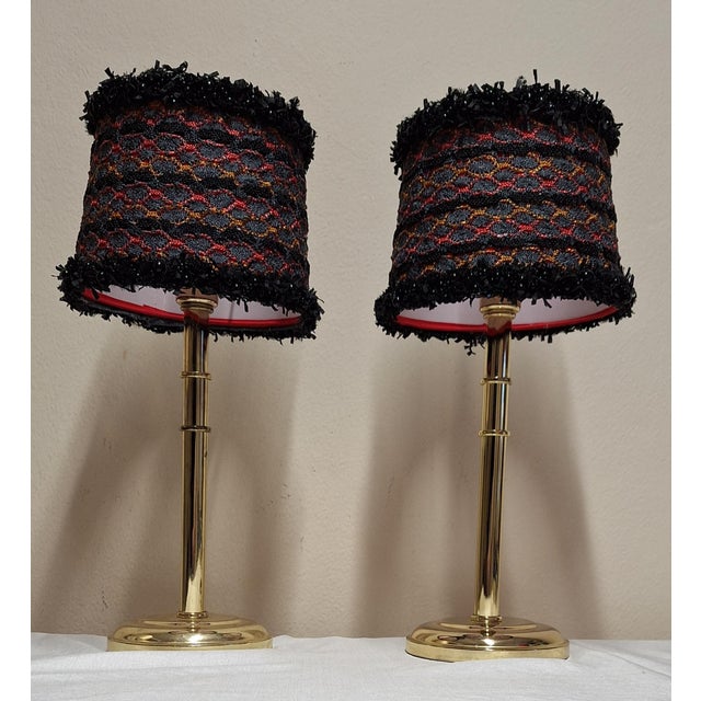 Vintage Table Lamps with Brass Bases and Fabric Shades from Lamplove, 1990s, Set of 2 For Sale - Image 6 of 9