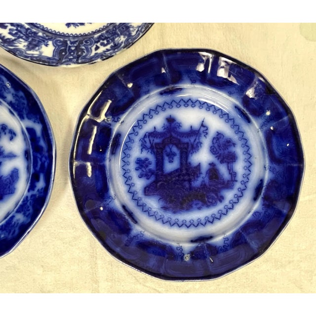 Mid 20th Century Vintage Asian Design Porcelain Blue and White Plates- Set of 3 For Sale - Image 5 of 12