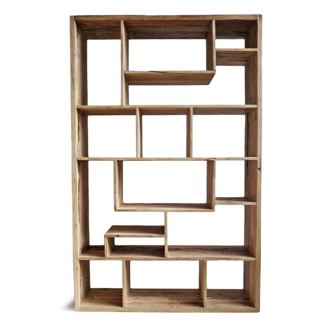 Modern design reclaimed wood bookcase or display shelves. Unique design to place your special items. Beautiful rustic deep...