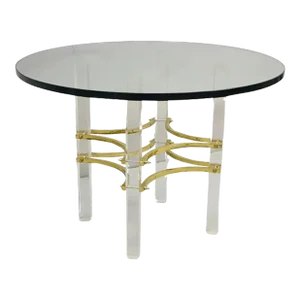 Mid 20th Century Mid Century Modern Charles Hollis Jones Style Lucite Brass Round Side Table