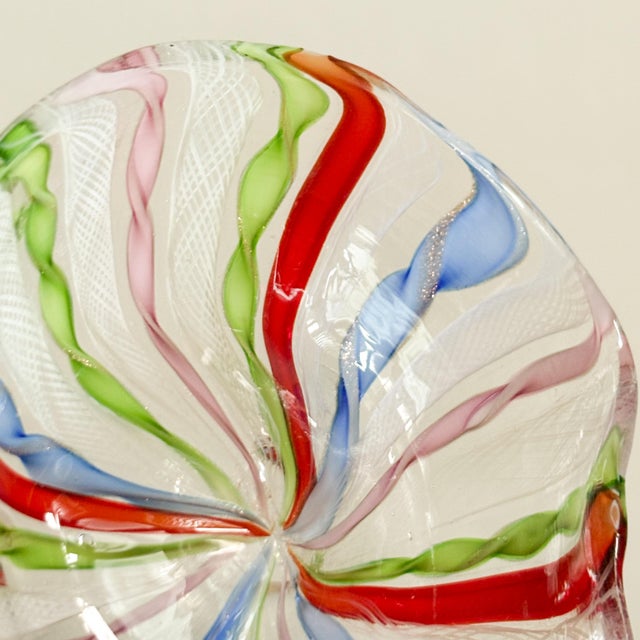 Murano Zanfirico Latticino Rainbow Glass Trinket Dish, 1960's Italian Handblown Art Glass For Sale - Image 11 of 14