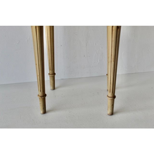 Wood Mid 20th Century French Louis XVI Style Marble Oval Top Bouillotte Side Table For Sale - Image 7 of 13