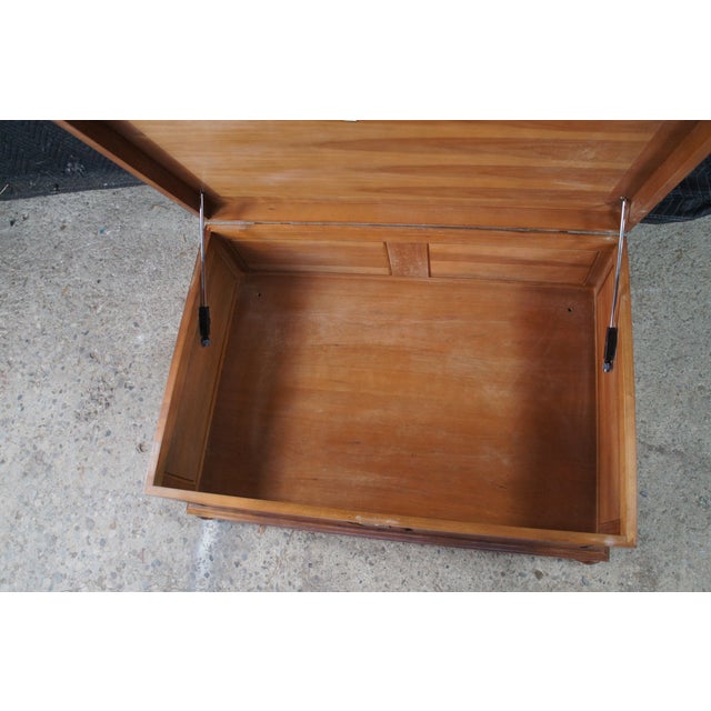 20th Century British Colonial Campaign Style Cherry Coffee Table Blanket Chest For Sale - Image 9 of 13