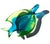 Mid 20th Century Murano Vintage Sommerso Glowing Uranium Blue Yellow Green Italian Art Glass Bird Shaped Bowl For Sale - Image 5 of 11