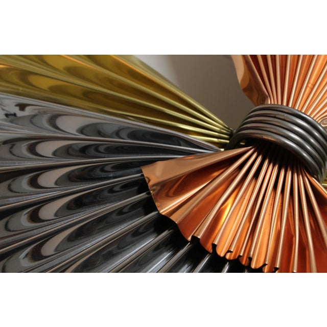 1980s 1980s Curtis Jere Brass Copper & Chrome Pinwheel Wall Sculpture Of For Sale - Image 5 of 9
