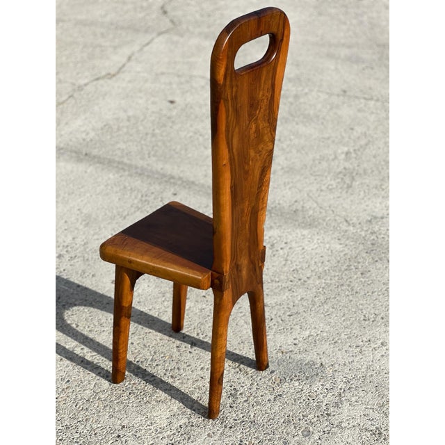 French Sculptural Olive Wood High-Back Chairs in the style of Alexandre Noll, 1960s, Set of 6 For Sale - Image 6 of 15