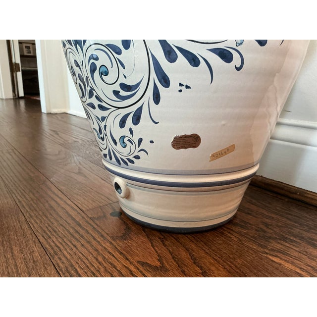 1970s Large Hand Painted Italian Ceramic Umbrella Stand / Floor Urn by Ceramiche La Ginestra For Sale - Image 4 of 8