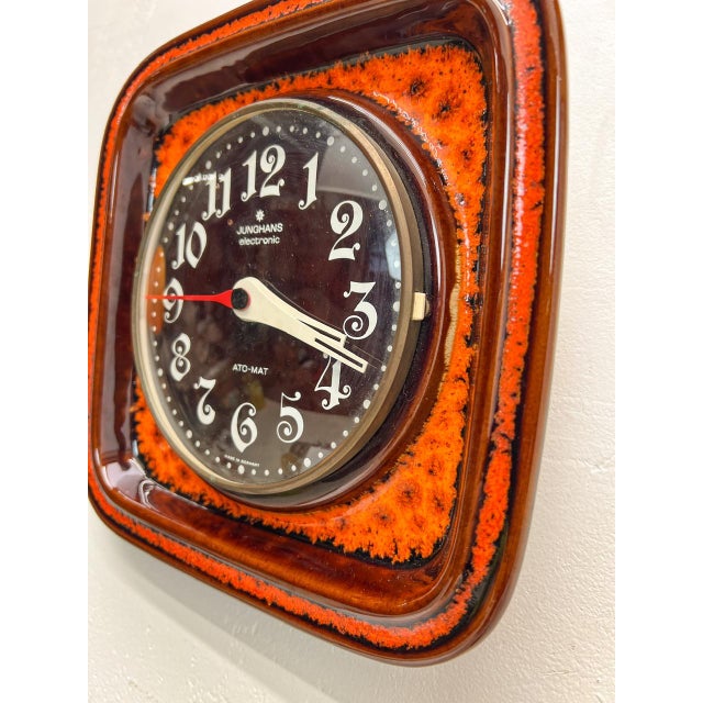 Brown Vintage Ceramic Wall Clock, 1970s For Sale - Image 8 of 15