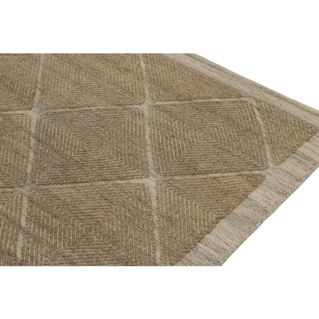 Not Yet Made - Made To Order Rug & Kilim’s Scandinavian Kilim style Hemp rug in Beige-Brown Diamond Patterns - 3x12 For Sale - Image 5 of 7