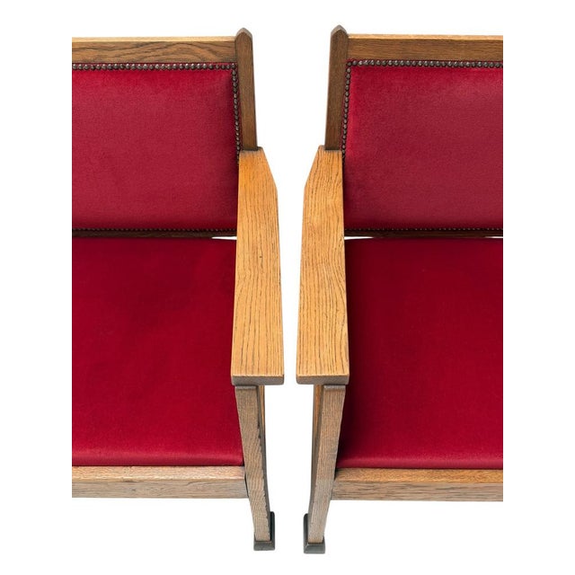 Art Deco Lounge Chairs in Oak and Velvet by Architect Schubad, 1920s, Set of 2 For Sale - Image 15 of 16