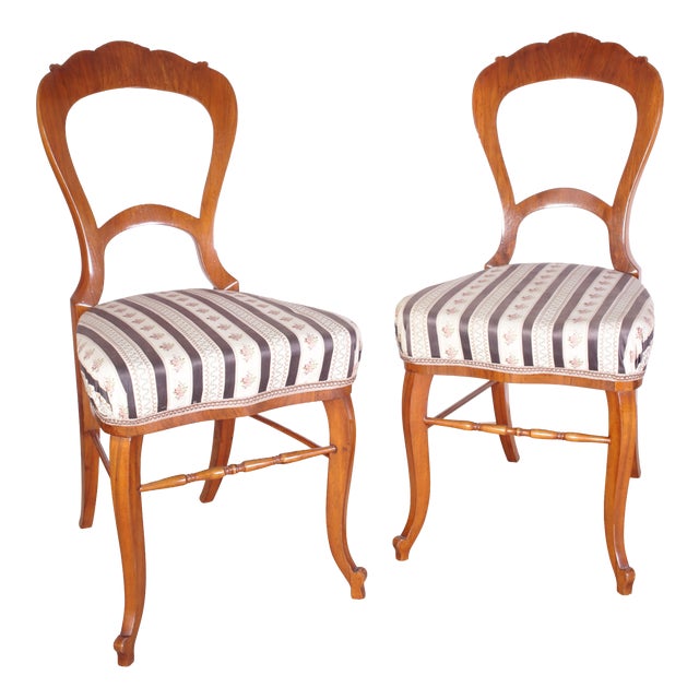 Late Biedermeier Chairs in Walnut, 1880s, Set of 2 For Sale