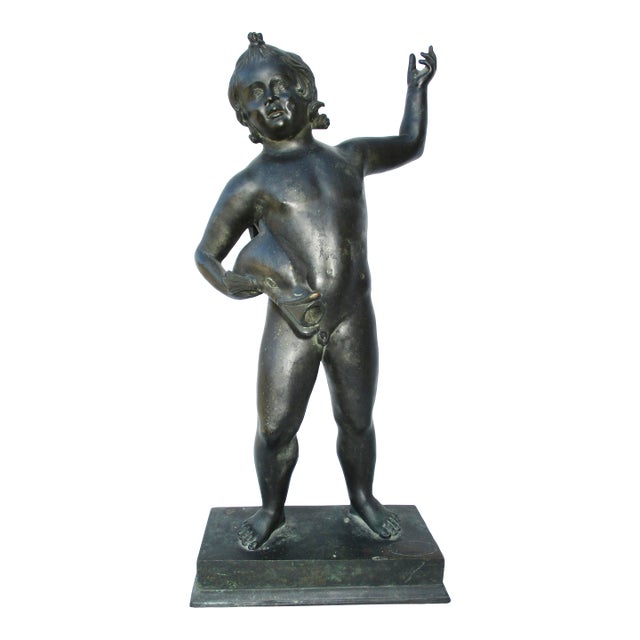 Grand Tour Bronze Puti With Dolphin Fountain For Sale