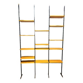 Mid-Century Danish Style Teak, Iron and Brass Bookshelf For Sale
