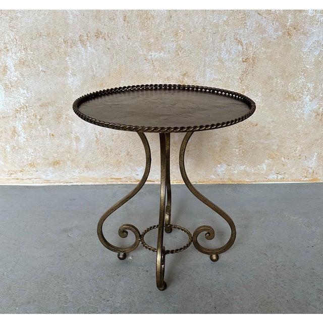 Vintage Spanish Gilt Iron Martini Drinks Table, 1950s For Sale - Image 10 of 17