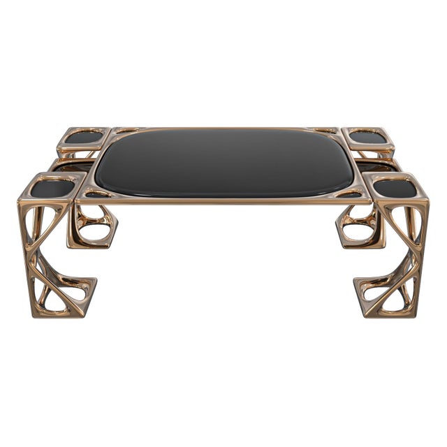 "Inizio" Coffee Table With Bronze and Stainless Steel, Handcrafted For Sale - Image 9 of 10
