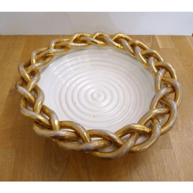 Large Bowl with Wide Braided Rim in Ceramic by Emile Tessier, 1950 For Sale - Image 12 of 12