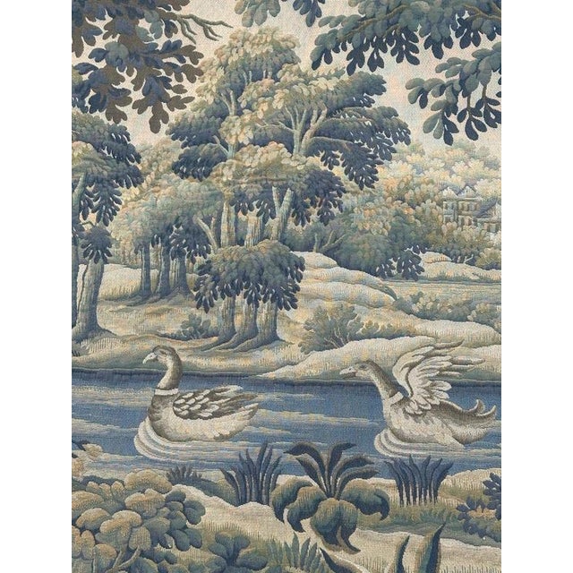 Mid-Century French Aubusson Jacquard Halluin Tapestry verdure Mallard, 1960s For Sale - Image 10 of 18