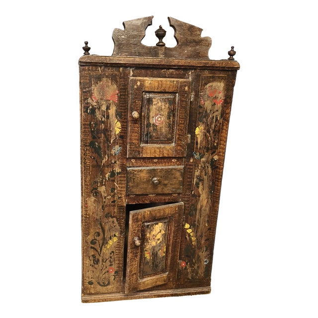 Antique Folk Corner Cabinet, 1850 For Sale