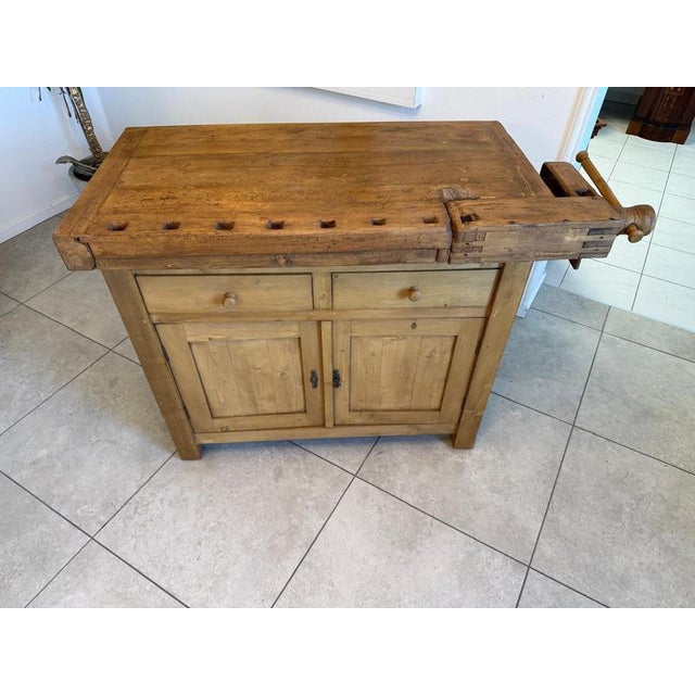 Vintage Oak and Spruce Workbench For Sale - Image 13 of 15