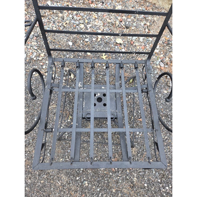 Metal Vintage Wrought Iron Swivel Chair For Sale - Image 7 of 8
