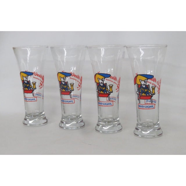 Bud Light Pilsner Glasses Set of 4 Spuds MacKenzie 1987 Anheuser Busch Inc 4842b For Sale - Image 4 of 9