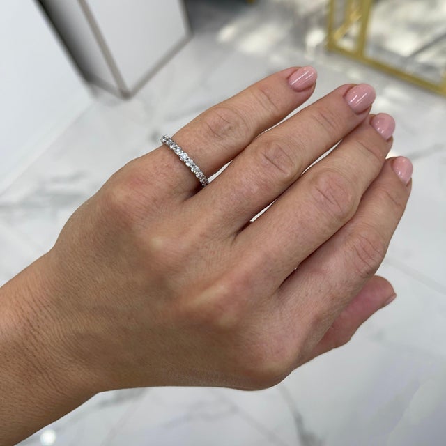 Early 21st Century Ladies Platinum Full Eternity 1.03CT Diamond Wedding Band Size 5 For Sale - Image 5 of 6