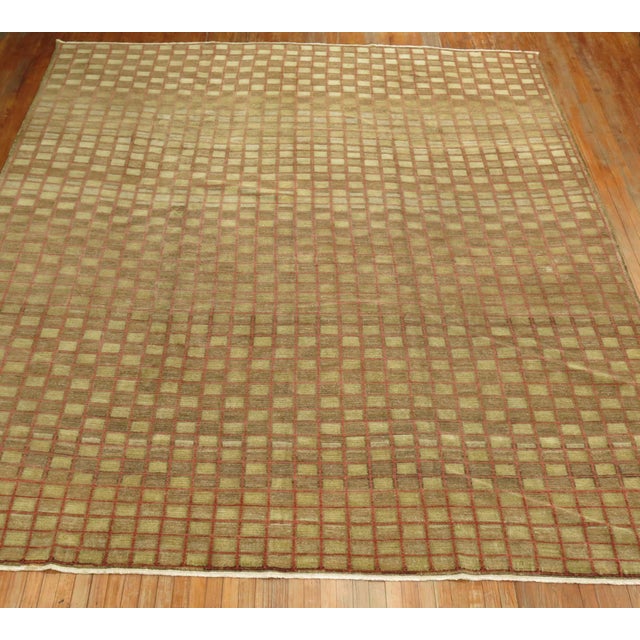 Mid-20th Century Checkered Vintage Turkish Anatolian Brown Room Size Rug For Sale In New York - Image 6 of 6